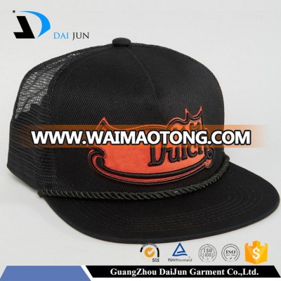 China factory high quality new design wholesale mesh black 3d embroidery custom rope hat