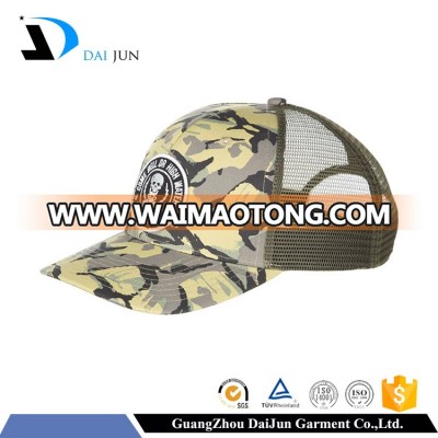 High quality embroidery patch 5 panels skull mesh cotton custom camouflage trucker cap