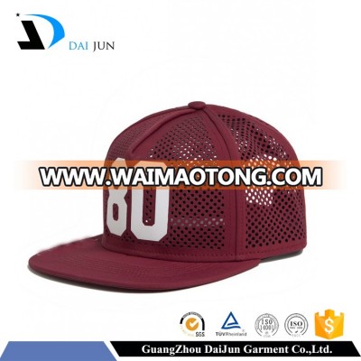 Guangzhou Daijun OEM new design red pu men printing logo unisex full mesh hat