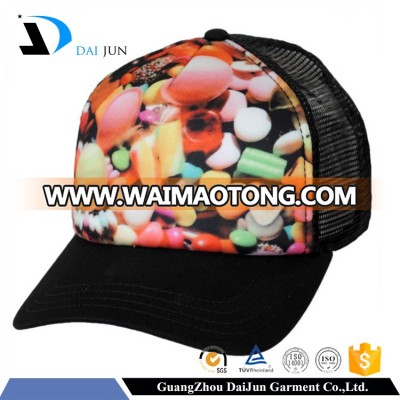 China factory high quality new design wholesale mesh black printing custom sublimation cap