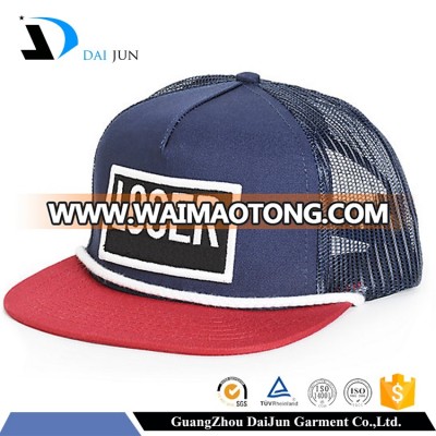 Daijun China Factory High Quality Min Order Hot Sale Nylon Blue 2d Embroidery Trucker Cap Custom Wholesale Hats Canada