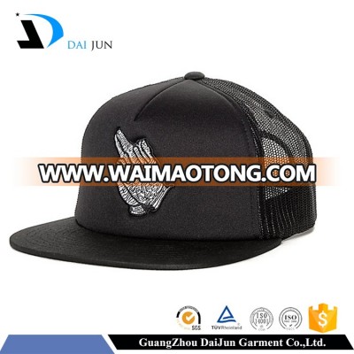 Daijun China Factory OEM High Quality Hot Sale Sponge Black 2d Embroidery Trucker Hat Custom Snap Cap