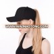 Fashion In Stock Adjustable Solid Color 100% Cotton Ponytail Trucker Cap Hat for Women Girls